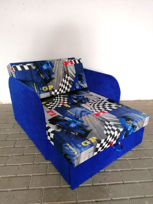 Sofa tapczan lozko fotelik dla dzieci z funkcja spania i pojemnikiem