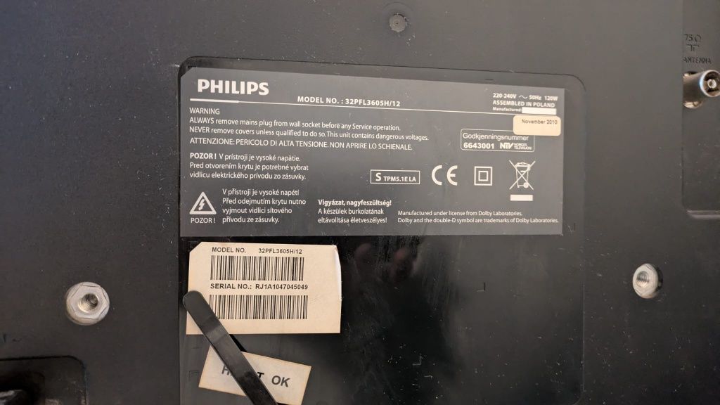 Telewizor Philips 32" model 32PFL3605H/12 stan idealny, bez pilota