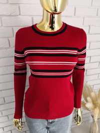 Czerwony sweter na wiosnę prazkowany S/M