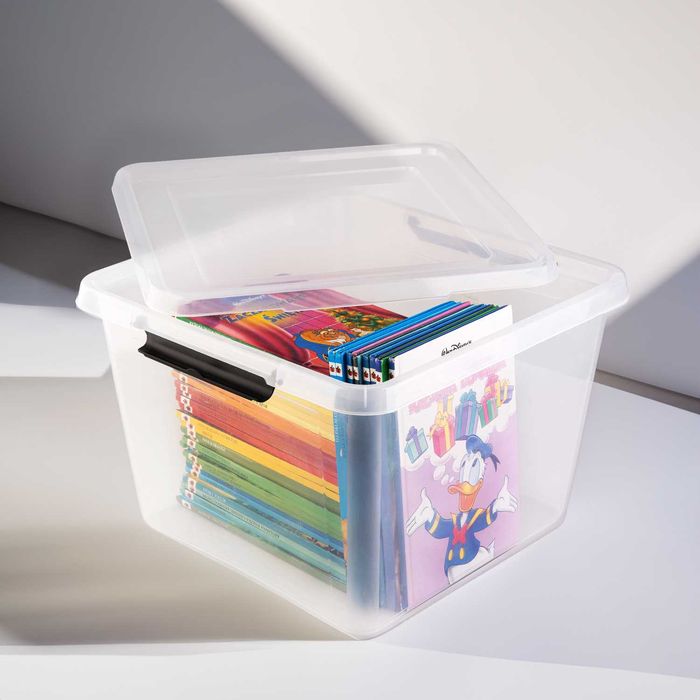 Pojemnik plastikowy 32 L organizer z pokrywką do przechowywania