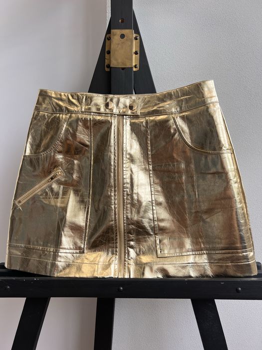 Міні спідниця золота, еко шкіра ASOS