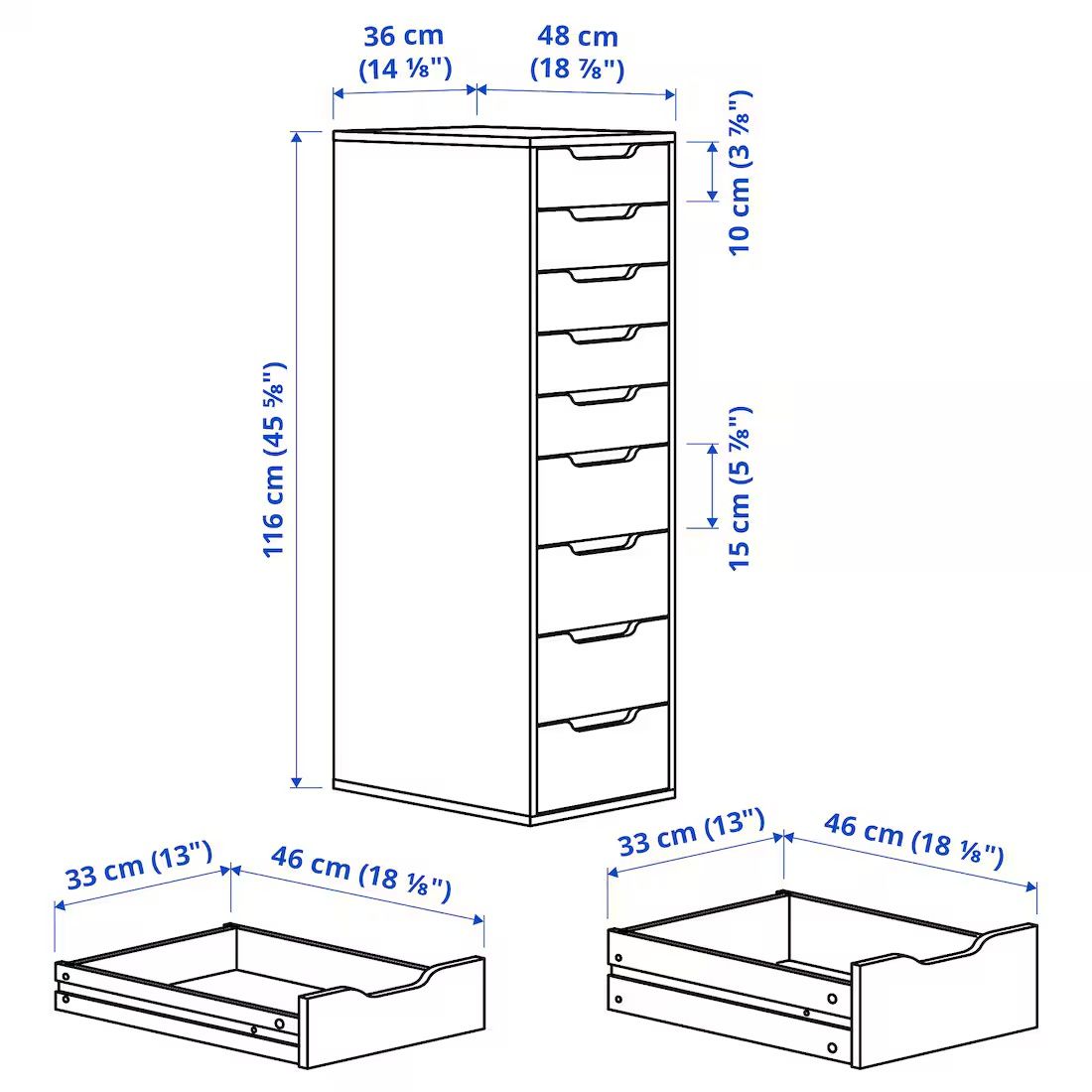 Komoda Ikea biała, 9 szuflad