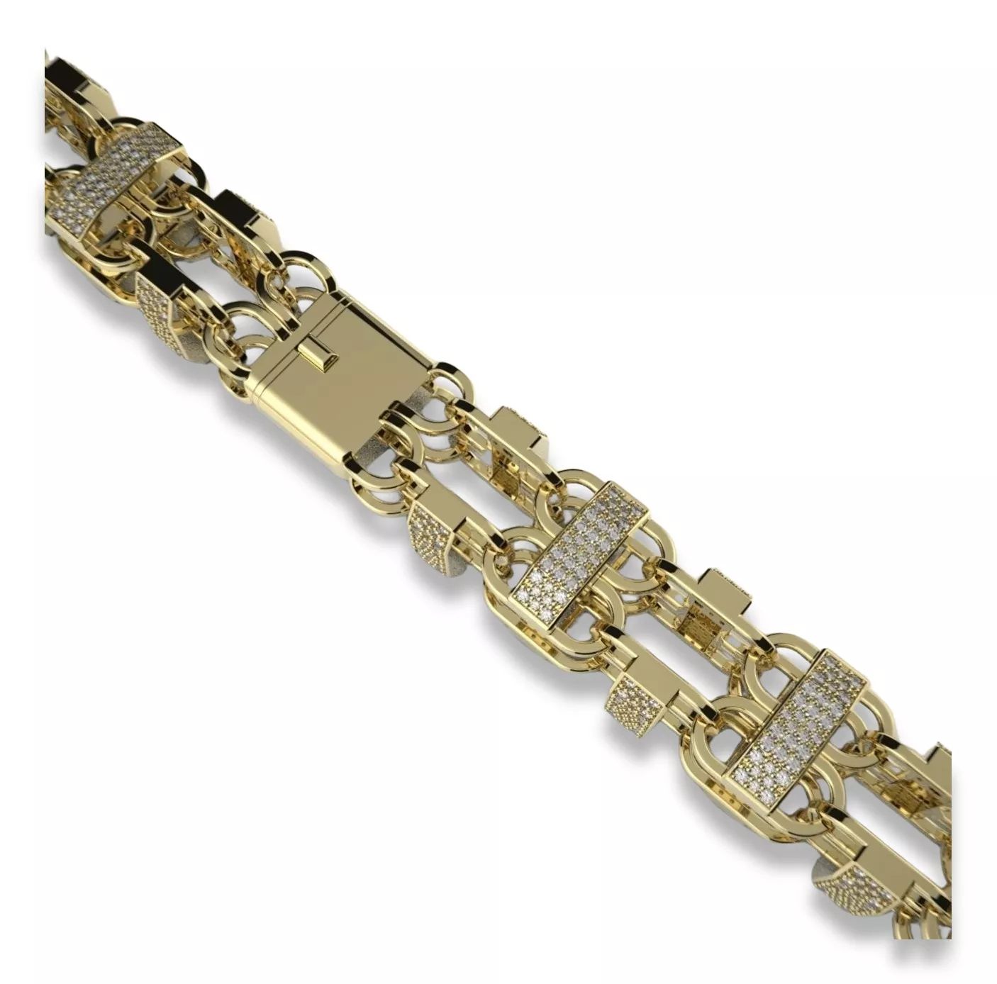 Łańcuszek z żółtego białego różowego złota z cyrkoniami cgcc004 10mm K