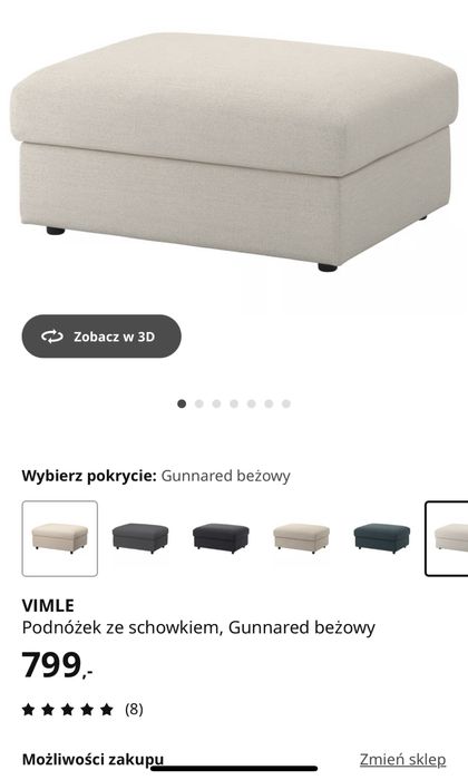 Sofa 3 osobowa nierozkladana z podnóżkiem