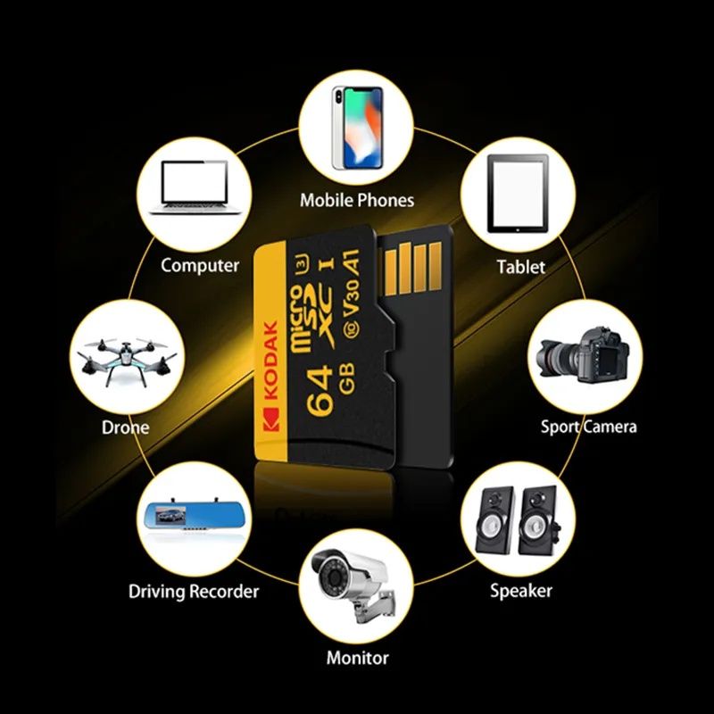 Карта пам'яті Kodak micro sd  64 ГБ Class 10 C10/U3/V30/A1 / 220 грн.
