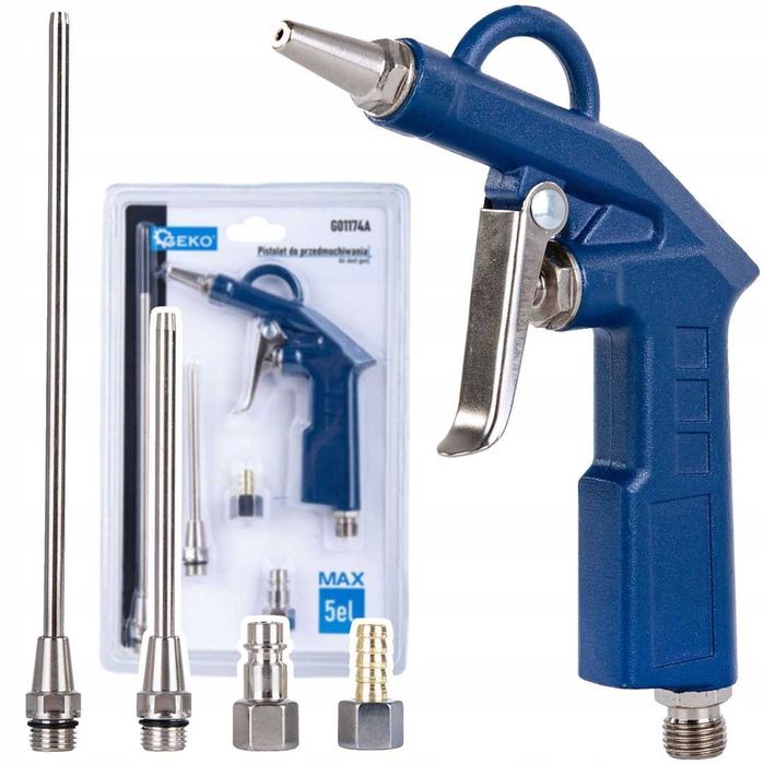 Pistolet do przedmuchiwania MAX z 5 końcówkami Geko 8 bar