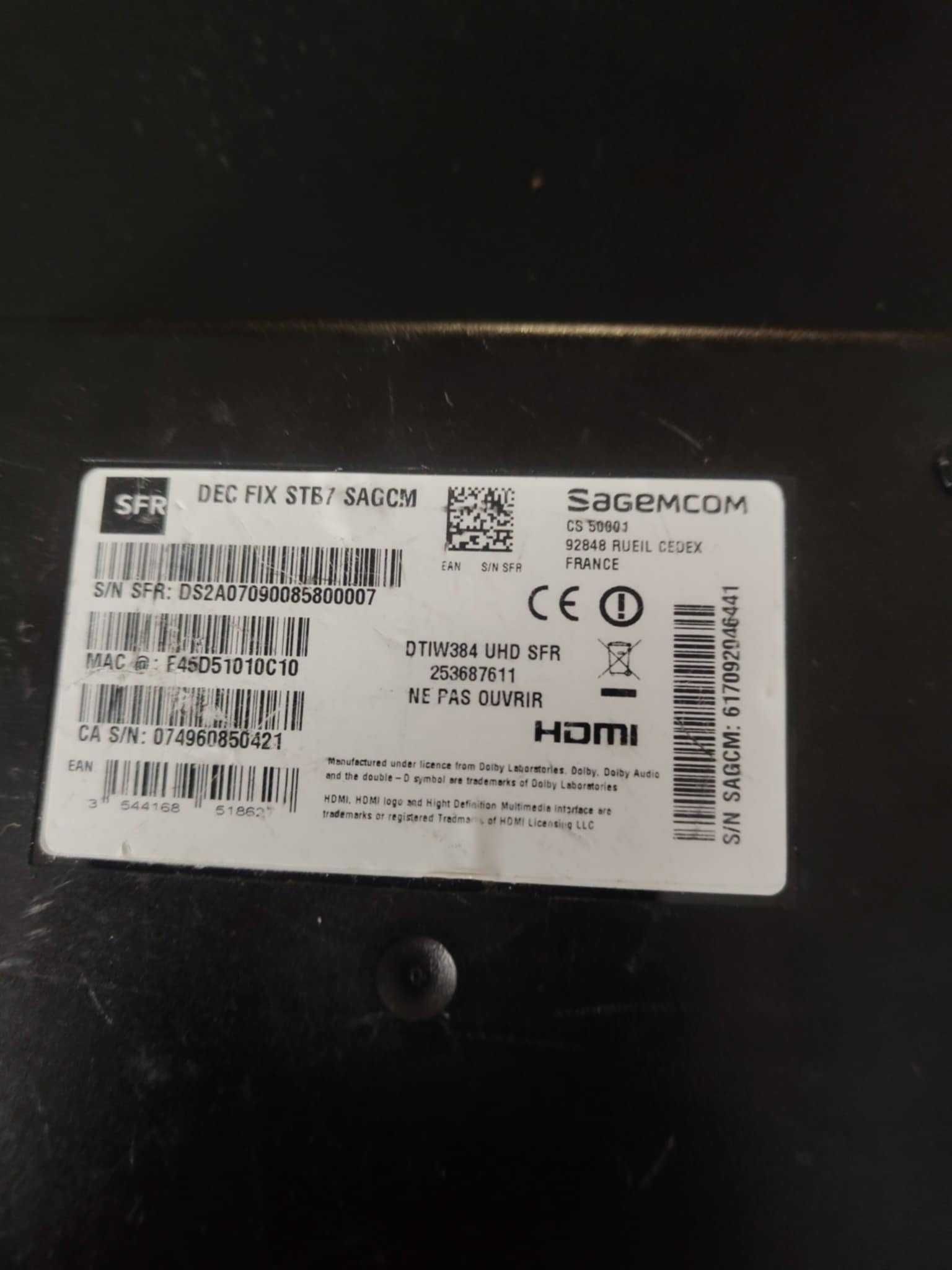 dekoder tv sagem  STB7 SFR "DTIW384 UHD