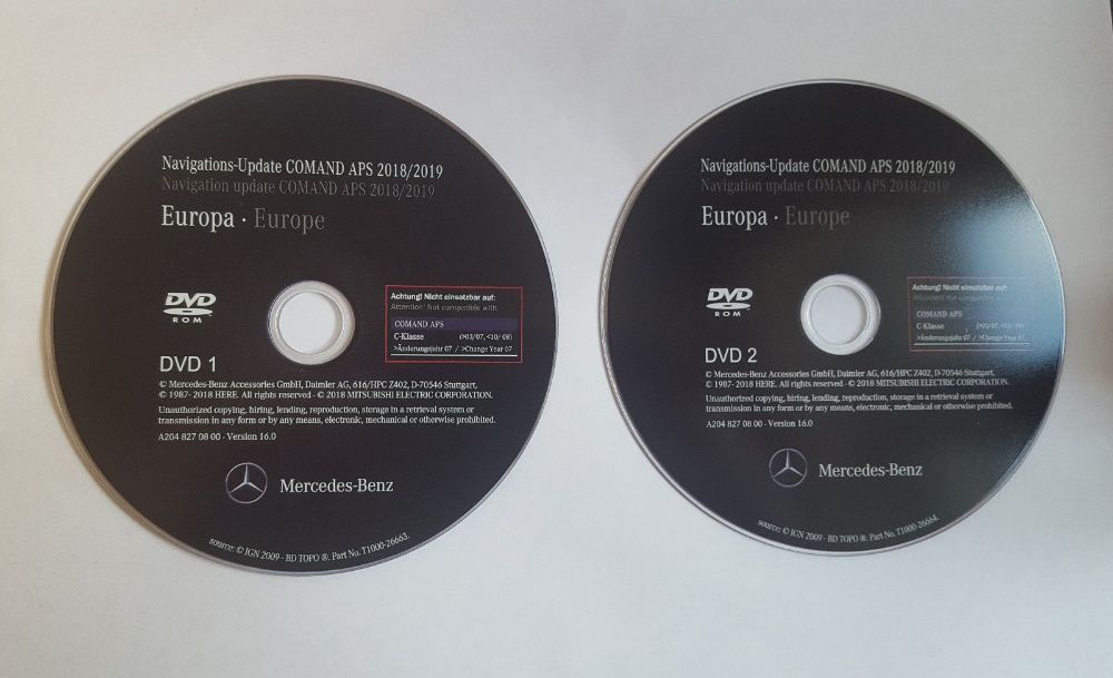 MERCEDES-BENZ - DVD Atualização GPS NAV NTG4-204 COMAND - v.16 2019