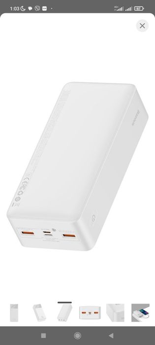 Гарантія 1 рік! Power Bank Baseus 30000mAh 20W  Оригінал  White паверб