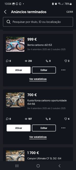 Bicicletas de estrada oportunidades