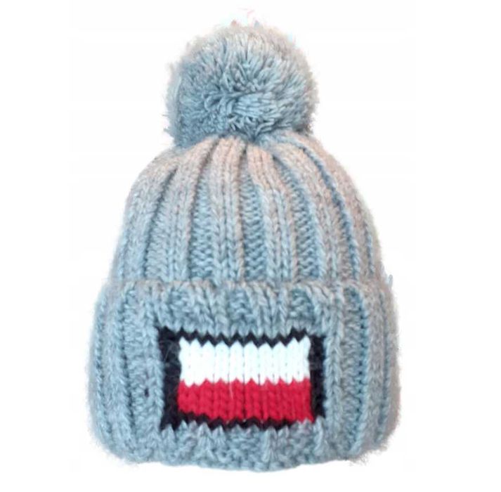 Polska Czapka Zimowa Ciepła Polar Męska Damska Patriotyczna Szara