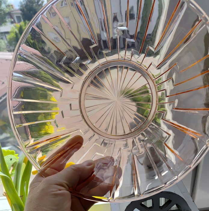 Komplet 1+5  rozalinowa misa z salaterkami PRL