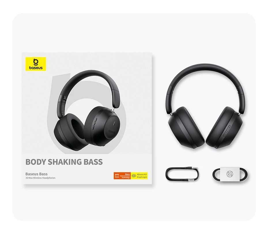 Наушники Baseus Bass 30 Max White Bluetooth 5.3 40mm 50H Low Latency