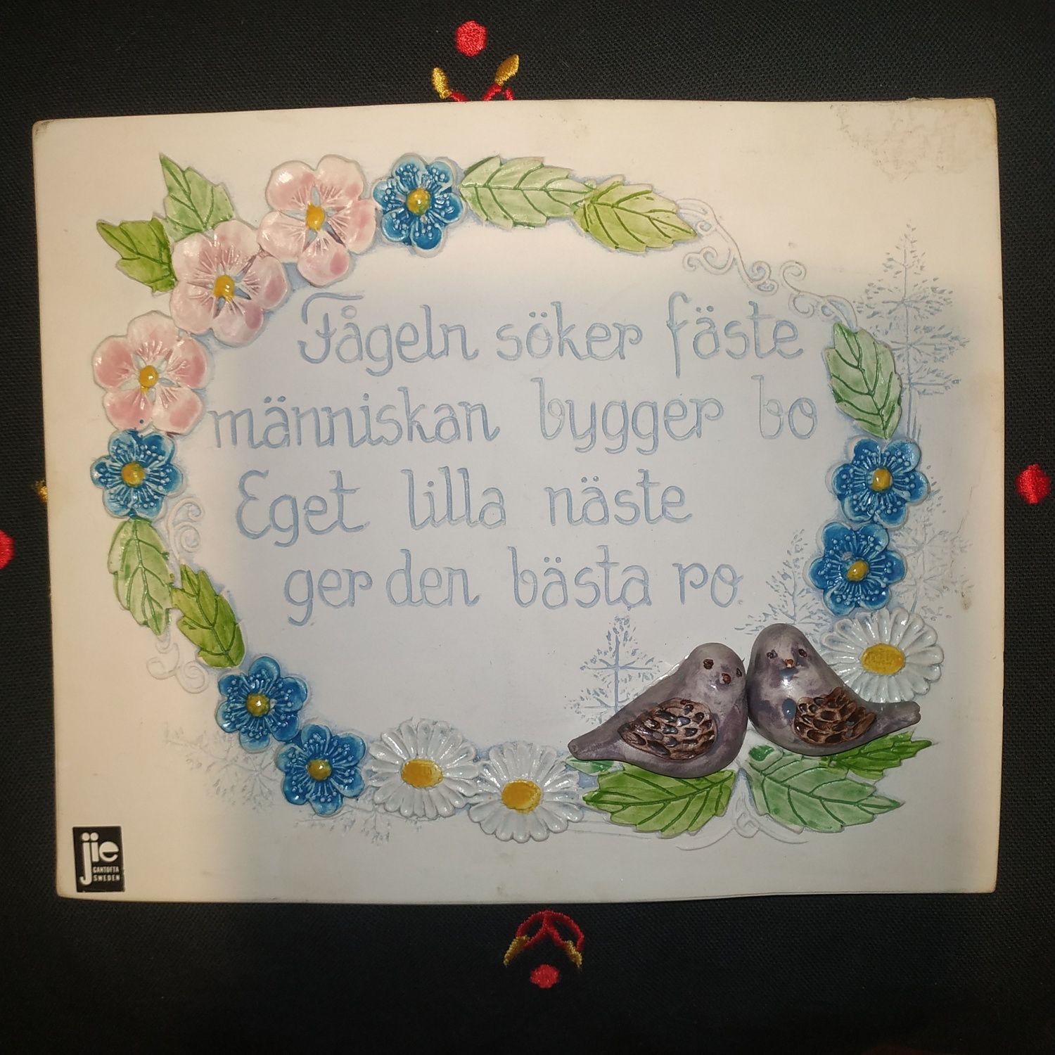 Jie Gantofa obrazek kafel przepiękny z ptaszkami szwedzki szwedzki pię