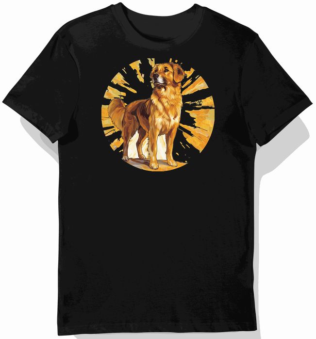 Koszulka męska czarna z grafiką Złotego Psa Anatolijskiego L