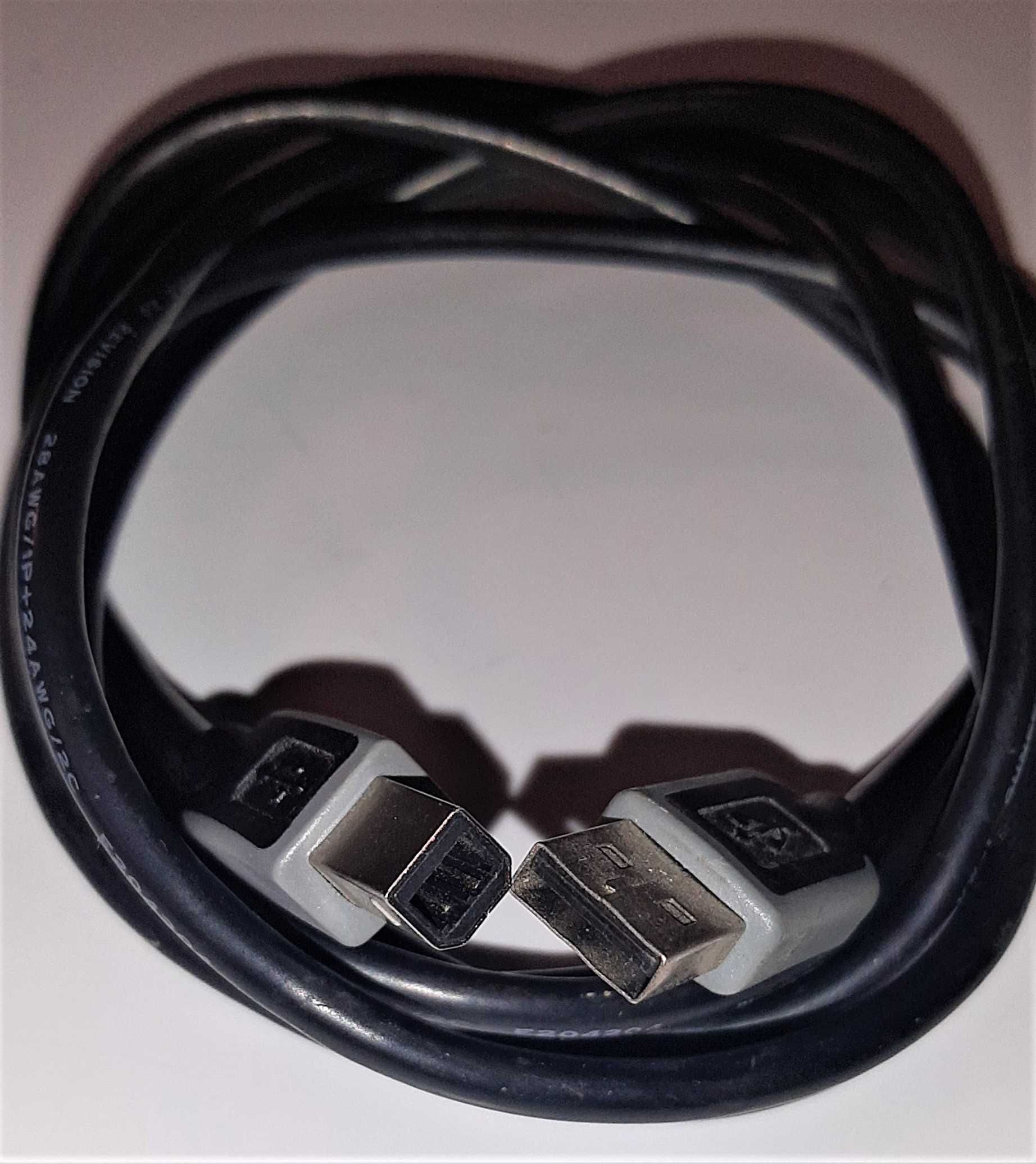 Kabel drukarkowy 2m USB 2.0 A/B M/M Ekran Czarny