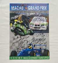 Poster Grande Prémio Macau 1998 Formula 3 motociclismo autografado