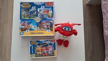 Puzzle Super Wings 4w1 + Super Wings 30 elementów + Maskotka