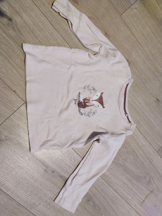 Różowa bluzka z długim rękawem t-shirt z liskiem Lupilu 86/92