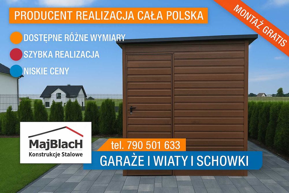 Mała Wiatka ogrodowa |Schowek Narzędziowy|Magazyn Orzech | – Maj-Blach
