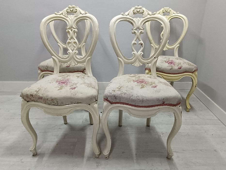 Krzesła ludwikowskie rzeźbione do renowacji 4 szt