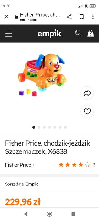Pies jeździk pchacz Szczeniaczek Uczniaczek Fischer Price