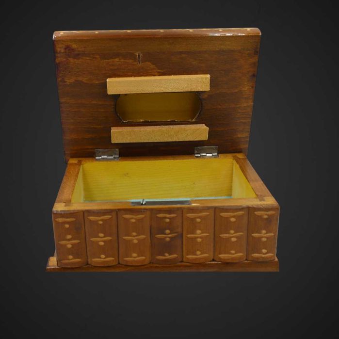 Drewniana szkatułka – zdobiona, ręcznie robiona, styl retro b51/083075