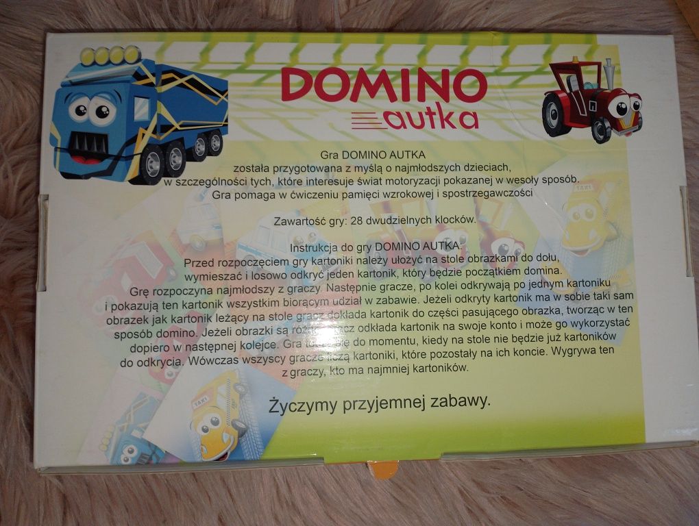 Gra Domino autka 4+ pudełko prezent zabawka j.nowe