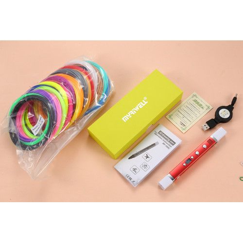 3D-ручка MYRIWELL RP-100C Red (ABC, PLA, PCL) + 100m (20 цветов) PLA