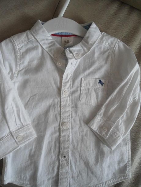 Koszula dla chłopca H&M biała, długi rękaw, rozmiar 74