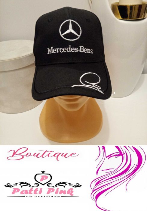 czapka czapeczka z daszkiem w kolorze czarnym z nadrukiem mercedes