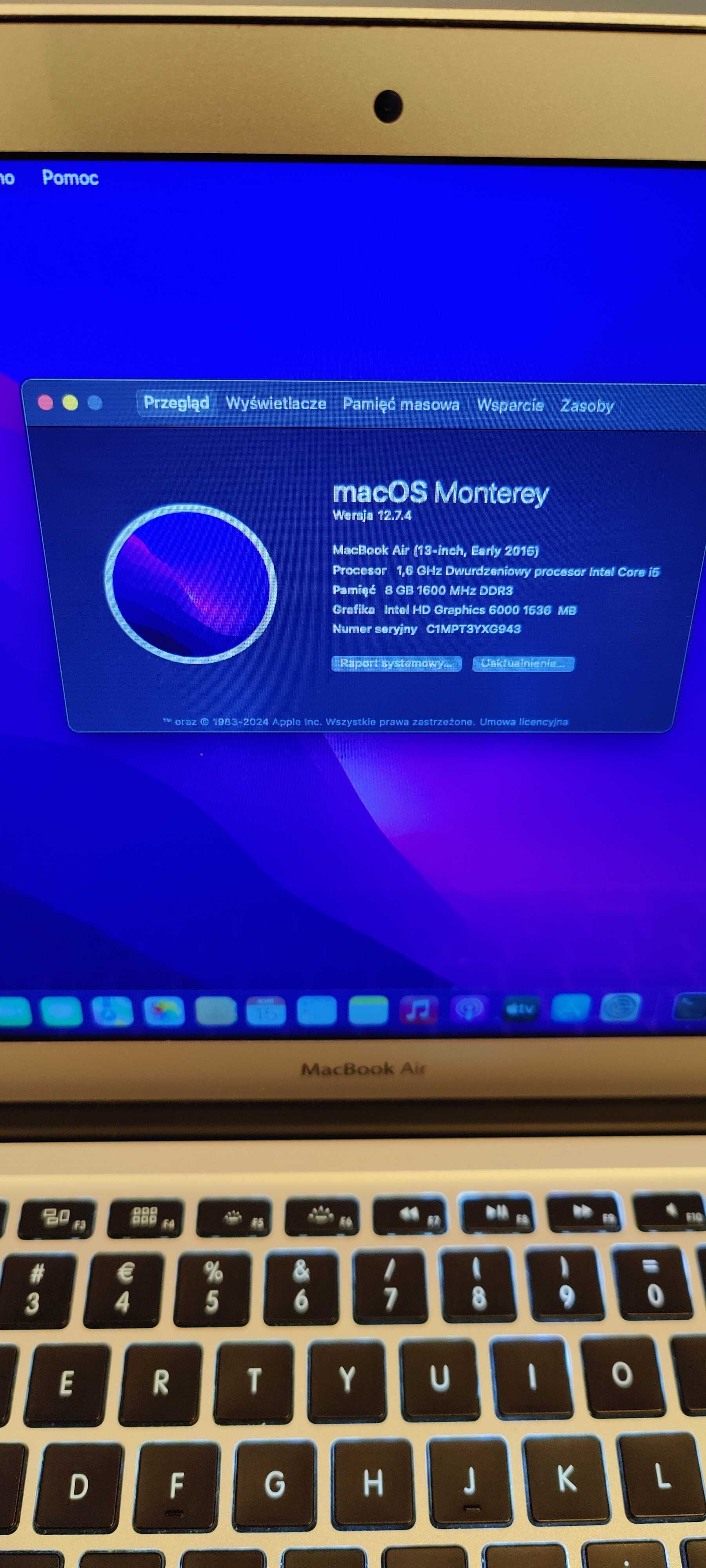 Macbook AIR 2015 Monterey i5 1,6ghz 8gb ram super stan Warszawa