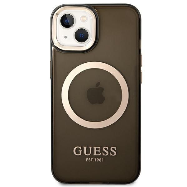 Etui na iPhone 14 6,1" Guess Gold Outline czarne z Magsafe