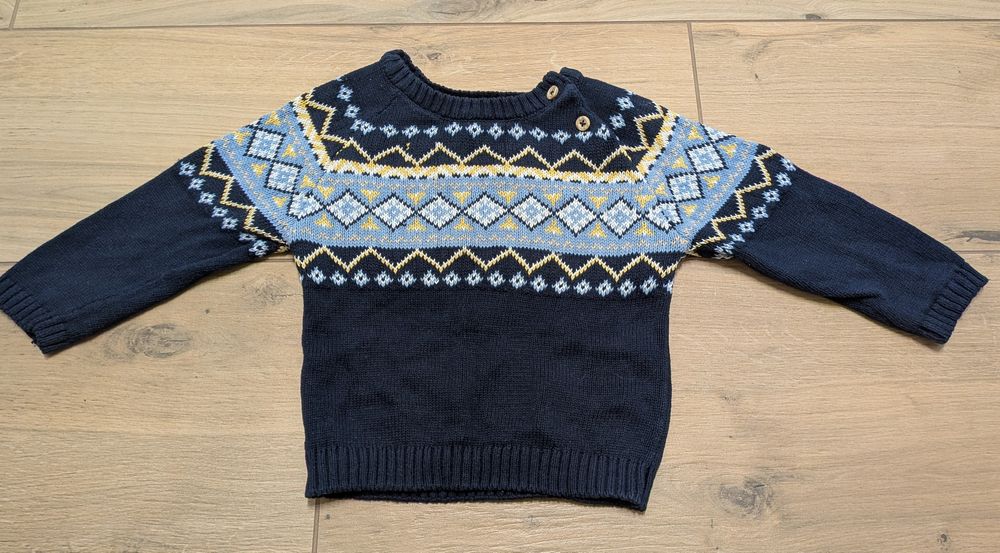 Sweter 86 zimowy sweterek dla chłopca w skandynawskie wzory chlopięcy