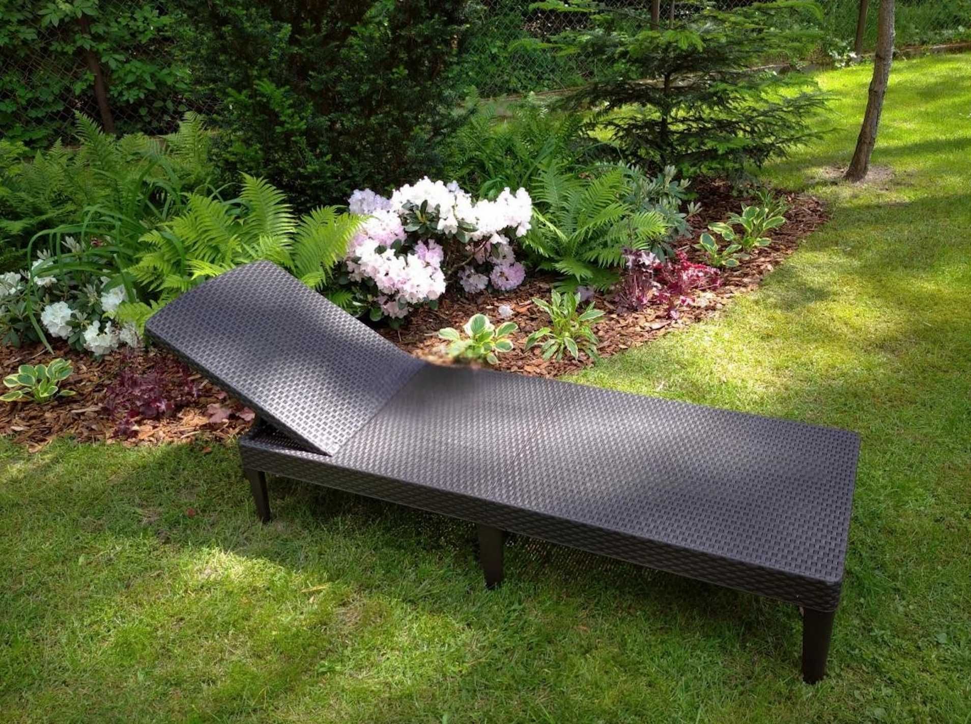 Nowy Mocny XXL Lezak Ogrodowy Plazowy Basenowy na Taras Ogórd Brązowy
