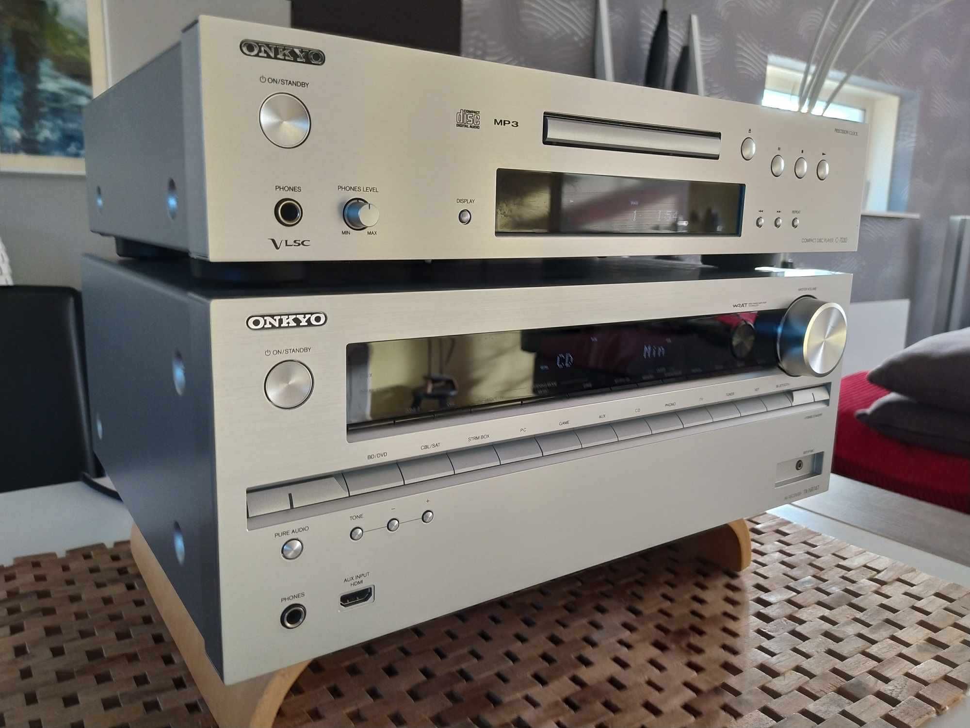 Onkyo TX NR747 + Onkyo C7030  (wysokie modele / zadbane)