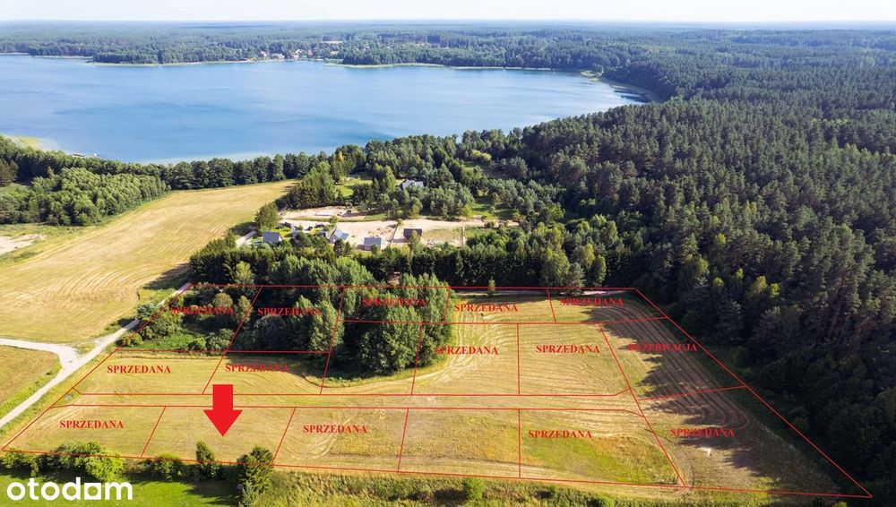 Działka budowlana 10ar JEZIORO Świętajno Narty Warchały 250m do plaży