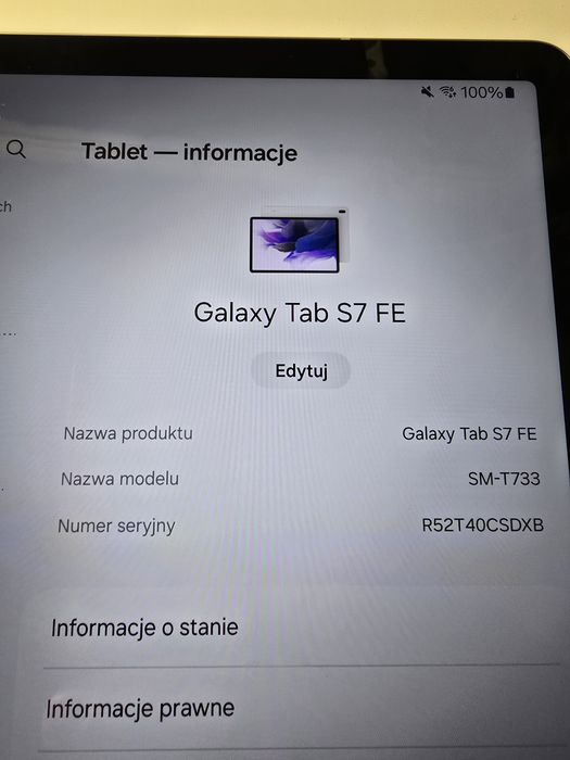Tablet Samsung Galaxy Tab S7 FE SM-T733 128GB 6GB RAM + Etui