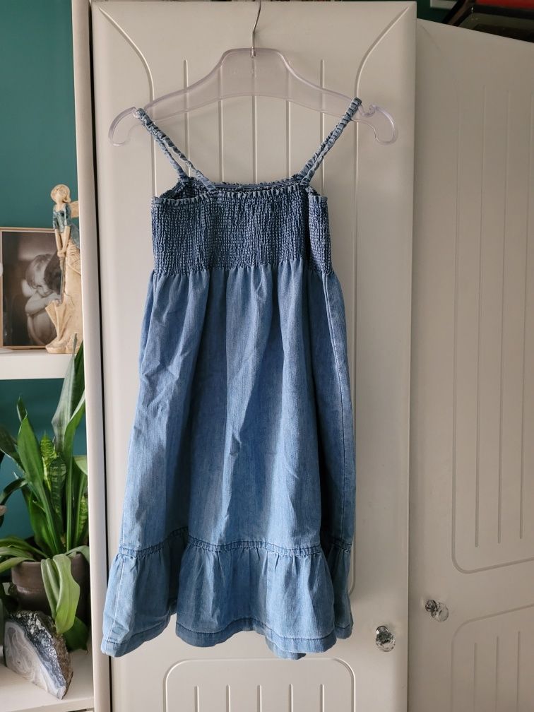 Sukienka letnia jeans XS 158 cm z falbaną