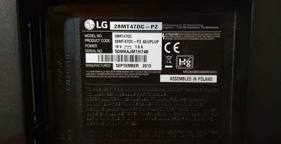 Vendo TV LG 28", para peças! 20€