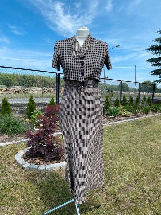 Śliczna elegancka sukienka vintage Jeremy Scott Designer S krata