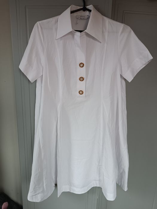 Sukienka biała z kołnierzem guziki Reserved Zara nowa