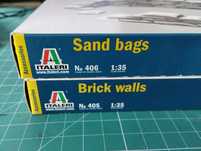 Zestaw 1:35  Italeri 405 (ceglane ściany) i 406 (worki z piaskiem)