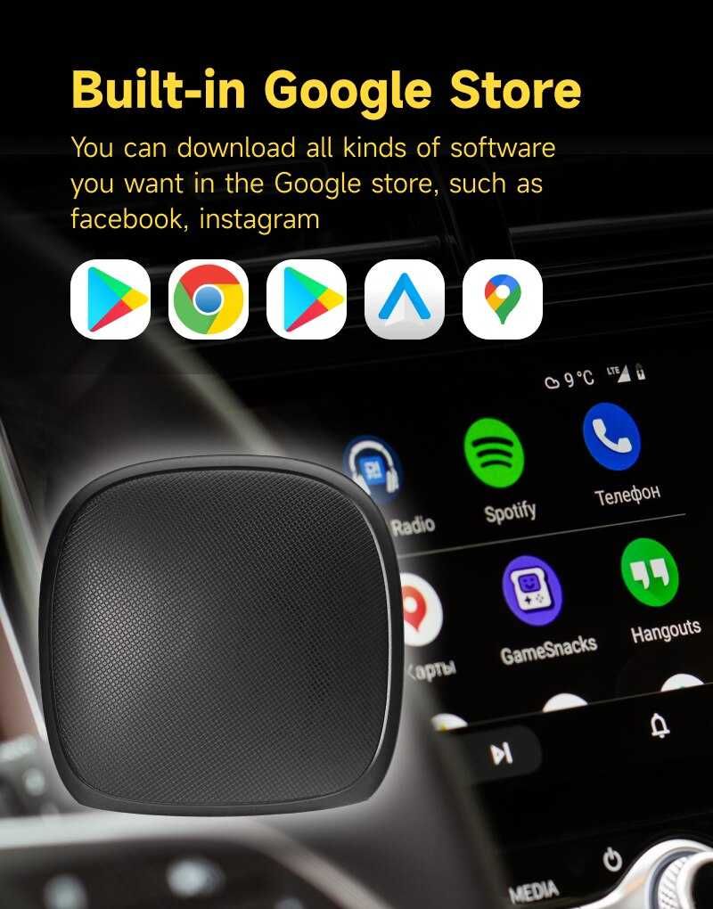 Андроид Авто CarAiBOX 2/16 ГБ CarPlay Ai Box 2 ядра Qualcomm 6125 GPS