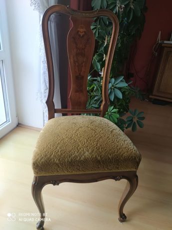 Krzesła, styl królowej Anny, komplet 6 sztuk