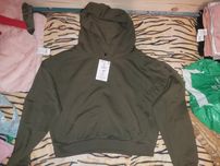 Krótka bluza z kapturem khaki oversize sinsay M 38