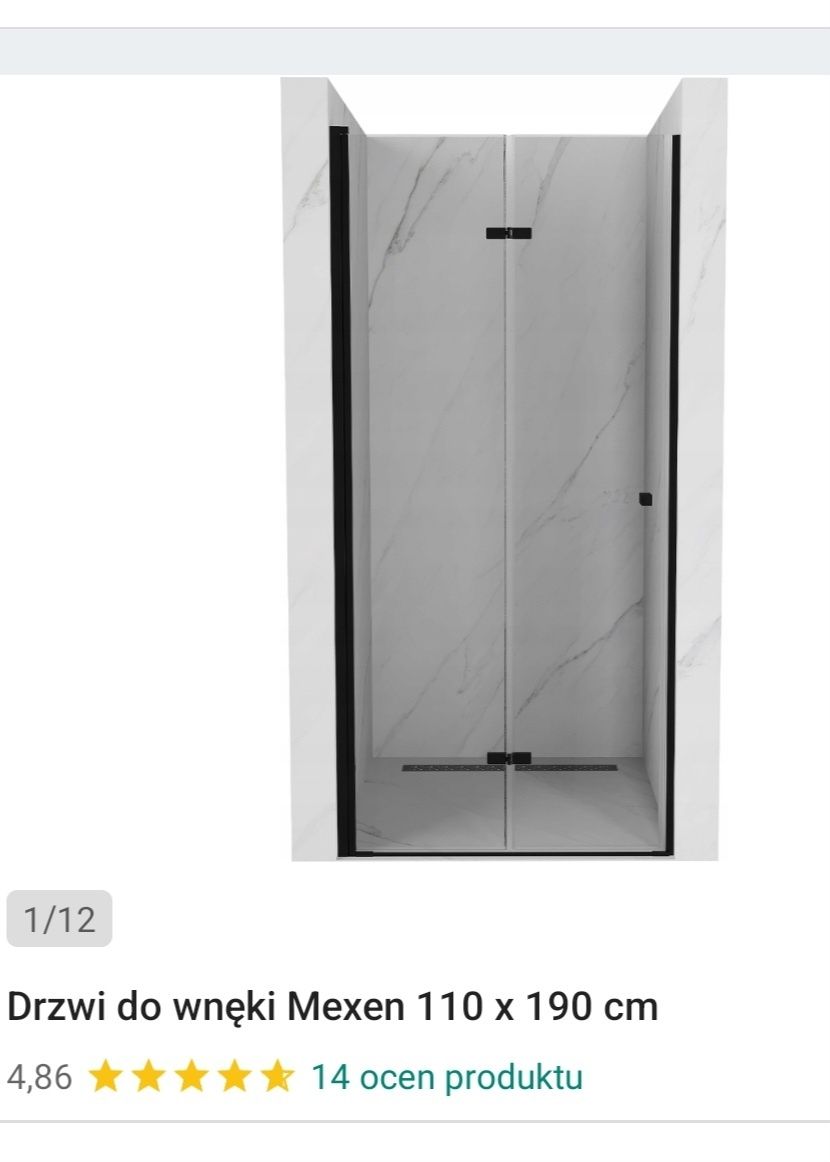 Czarne drzwi prysznicowe składane Mexen Lima 110 cm