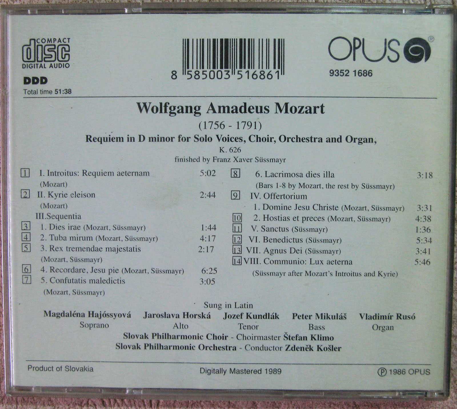 Mozart Requiem audio cd