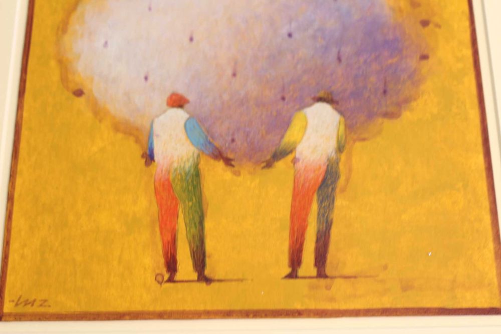 Pintura Alfredo Luz Acrílico s/ Cartão Nuvem Amarelo 20x20 cm mancha