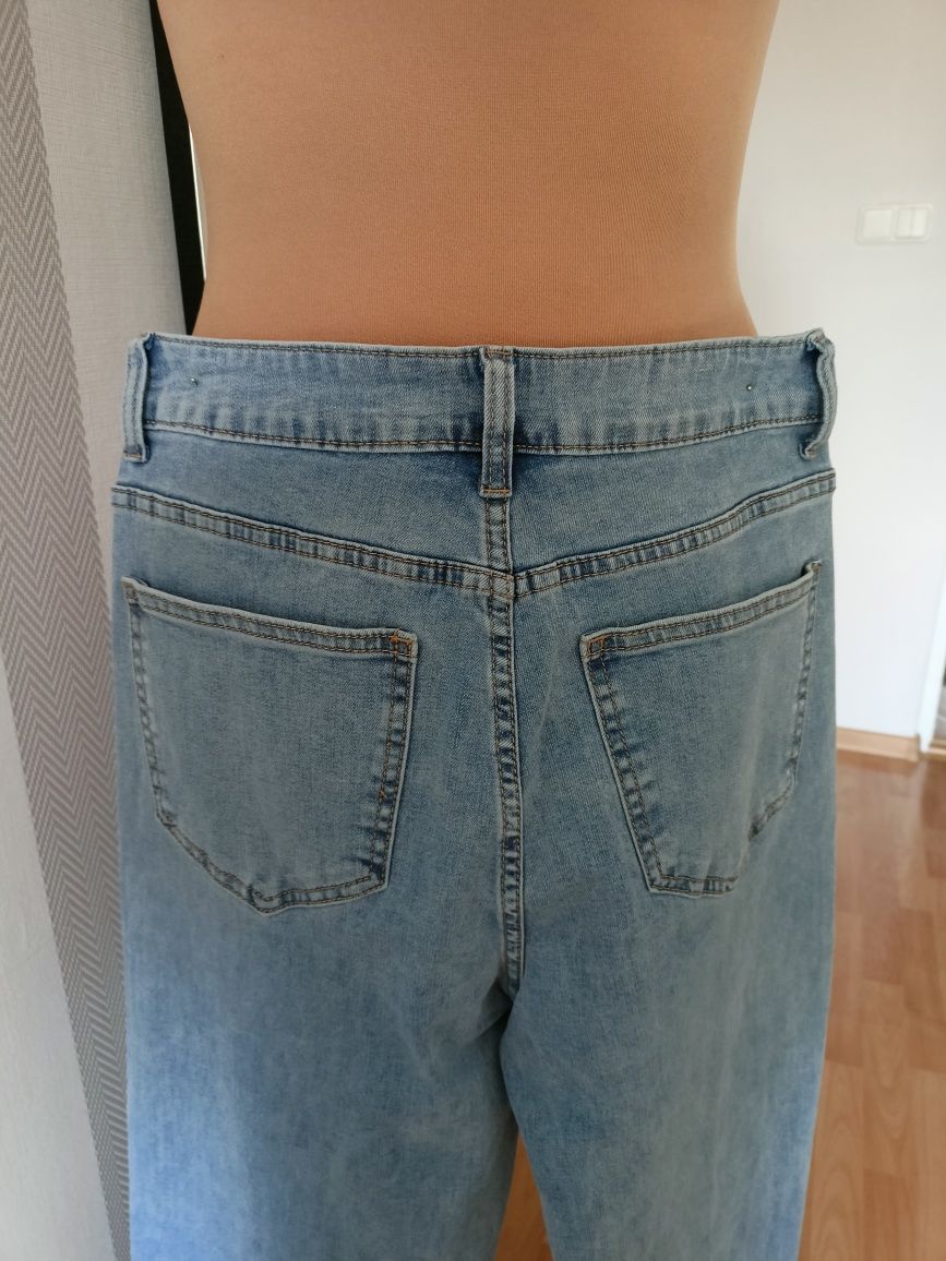 dżinsy jeansy M  szerokie letnie  NOWE z paskiem